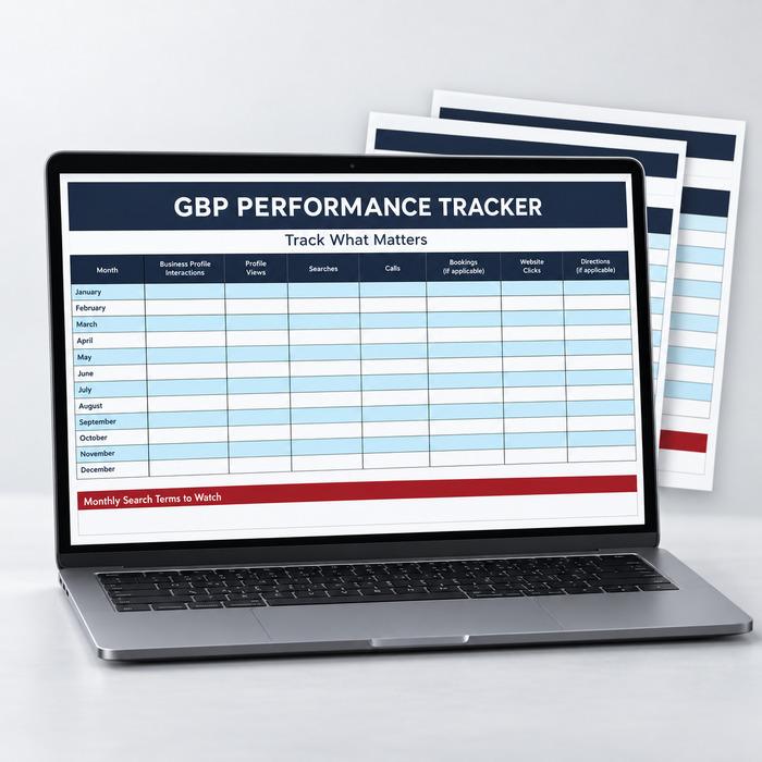Mockup of Full Throttle SEO Google Business Profile Performance Tracker
