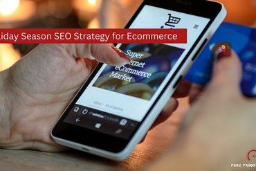 shopping on mobile ecommerce site for holidays with banner text that says "Holiday Season SEO Strategy for Ecommerce"